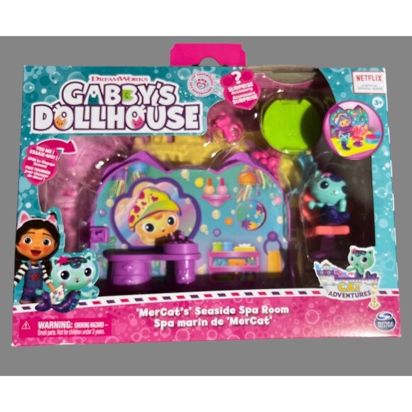 Gabby’s Dollhouse Mercat Seaside Spa & Kitty Narwhal Carnival Room Playset 2023 - Picture 2 of 5